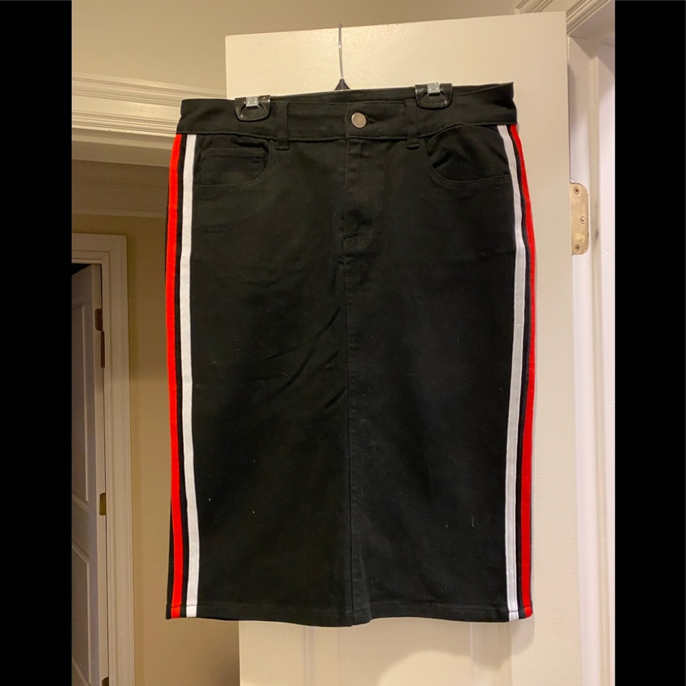 Designer inspired black jean skirt
